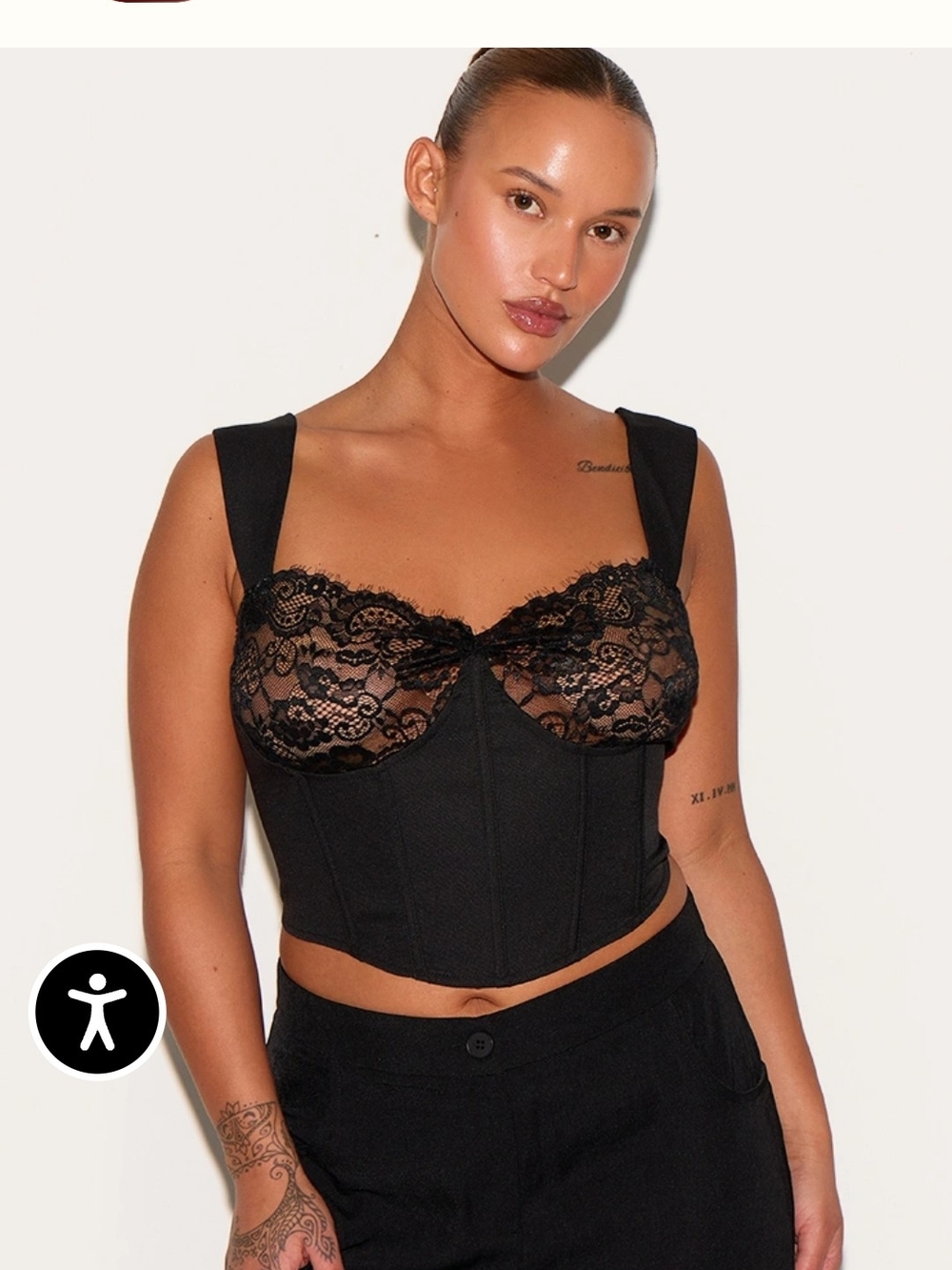 NWT Prettylittlething Plus Cream Lace Bustier Crop Top Size 12